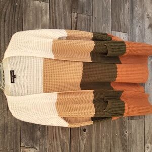 Almost Famous Color Block Cardigan Sweater Size Large